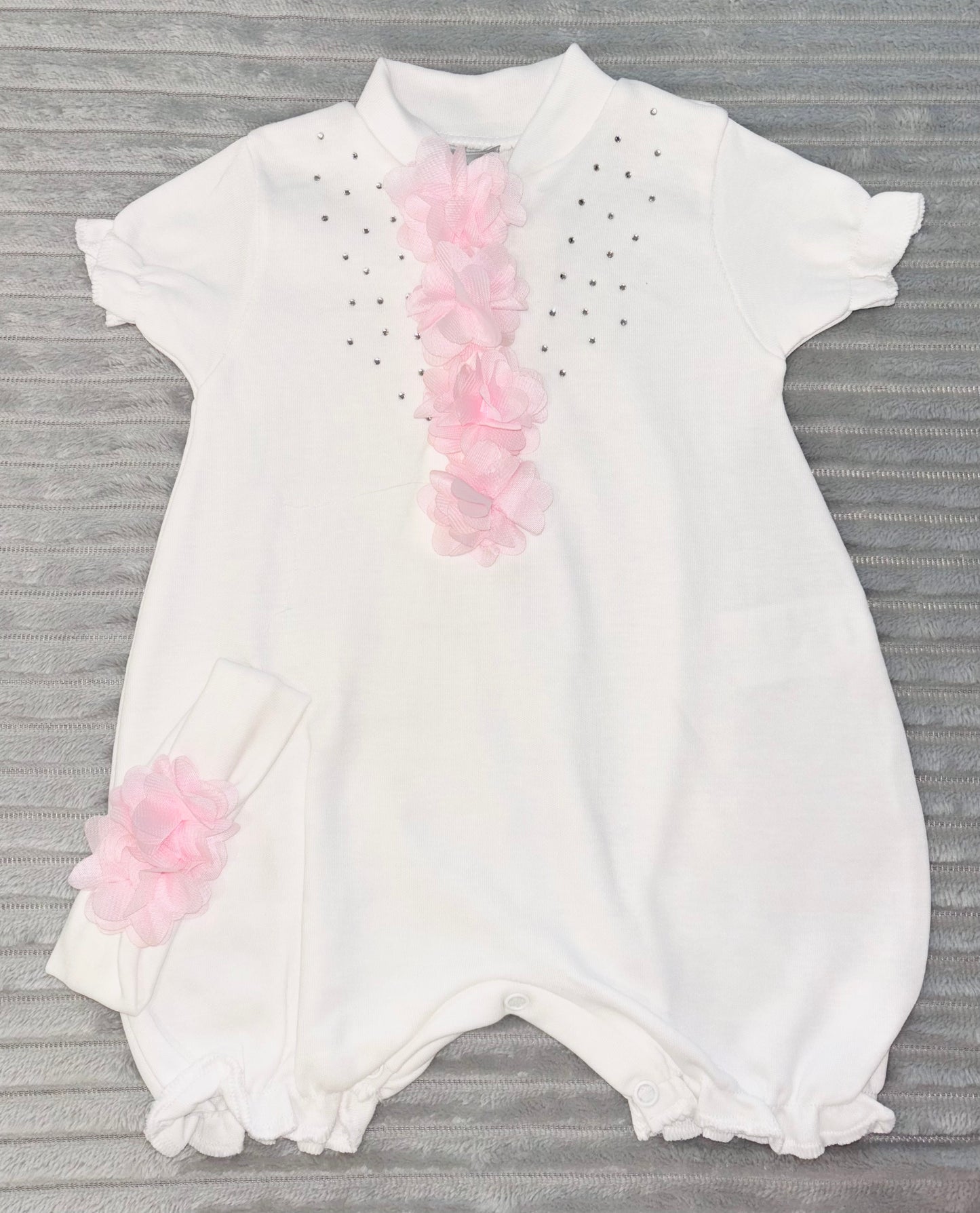 Visara White with Pink Romper