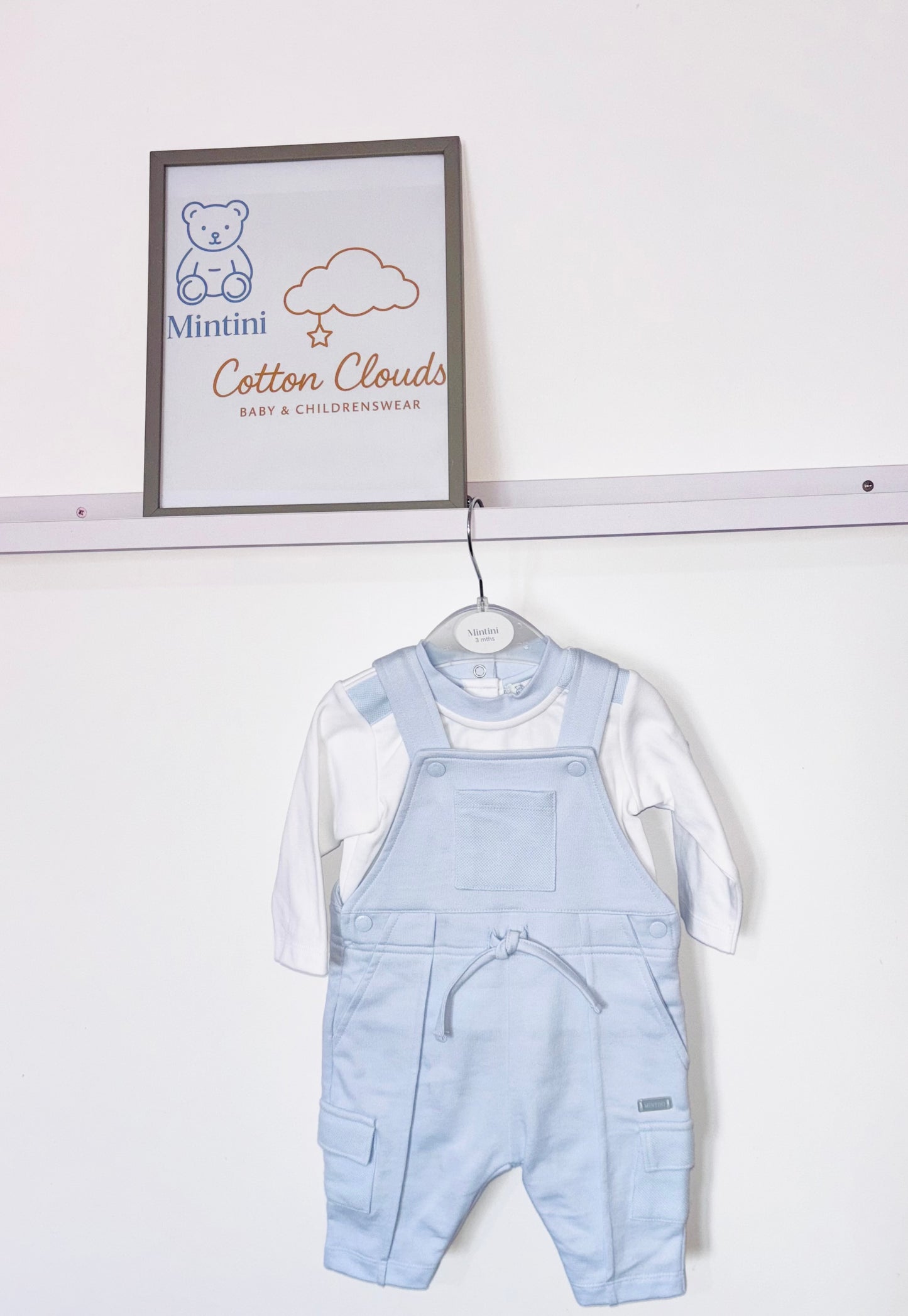 Mintini Blue White Dungaree Set AW25