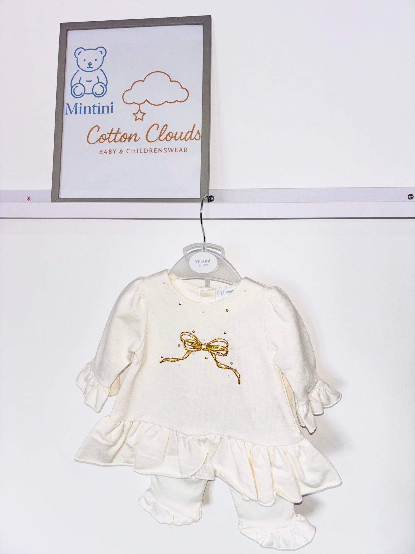 Mintini Ivory Bow Leggings Set
