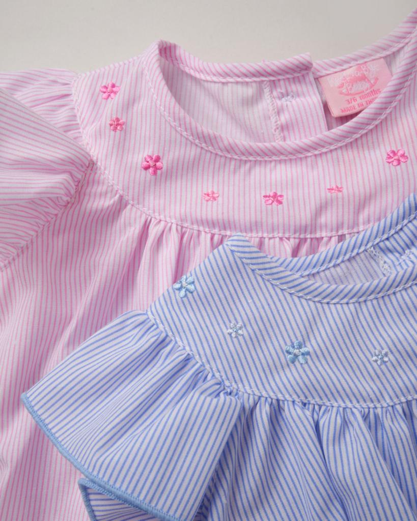 Blue Stripe Flower Romper