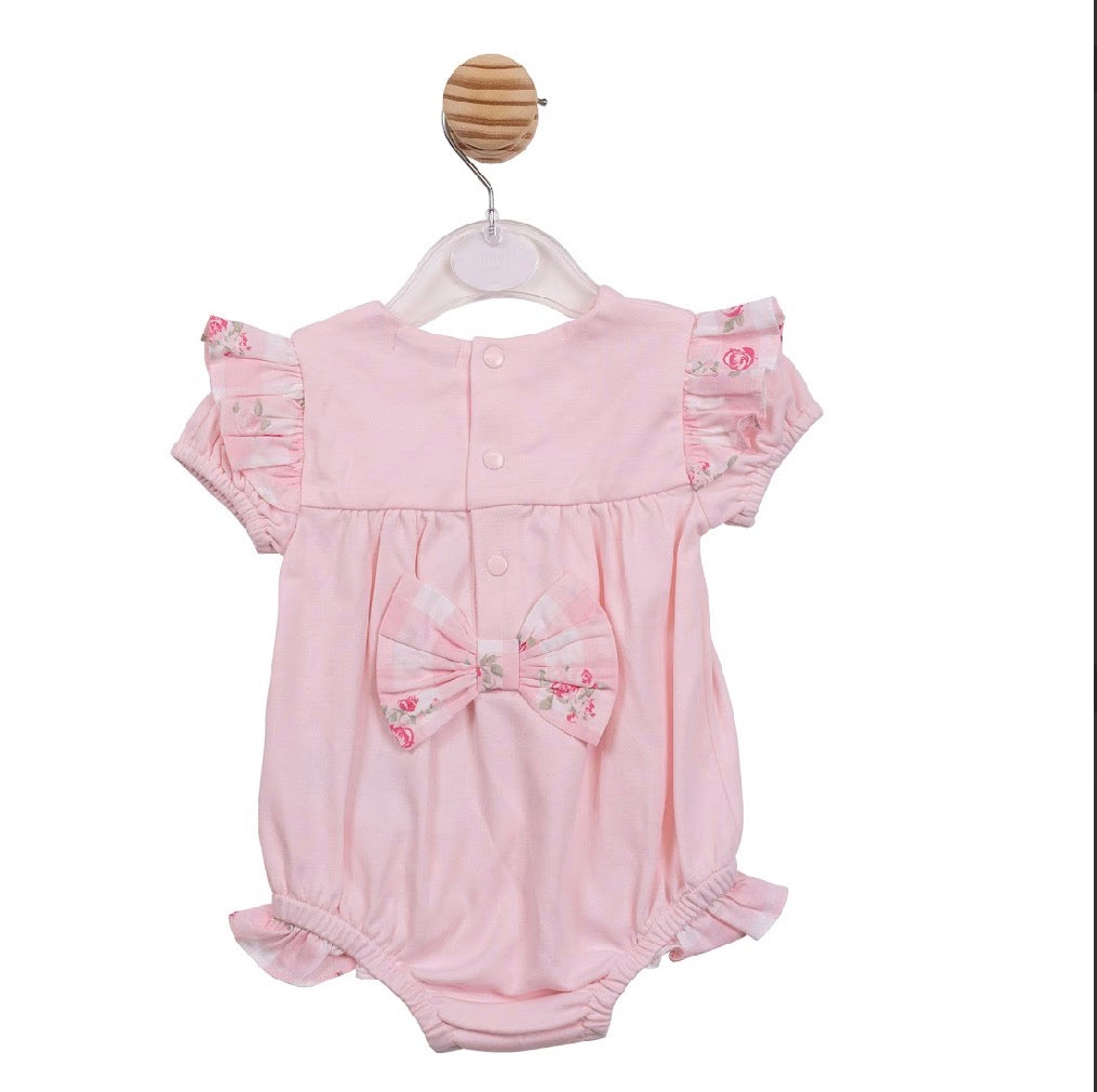 Mintini Pink Floral Bow Romper