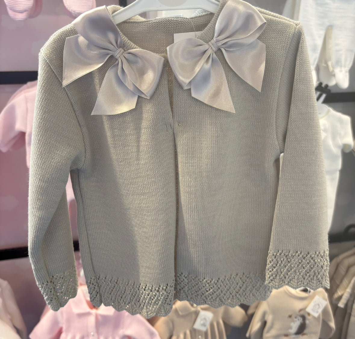 Beige Bow Cardigan