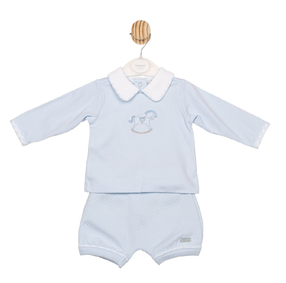 Mintini Rocking Horse Blue Shorts Set