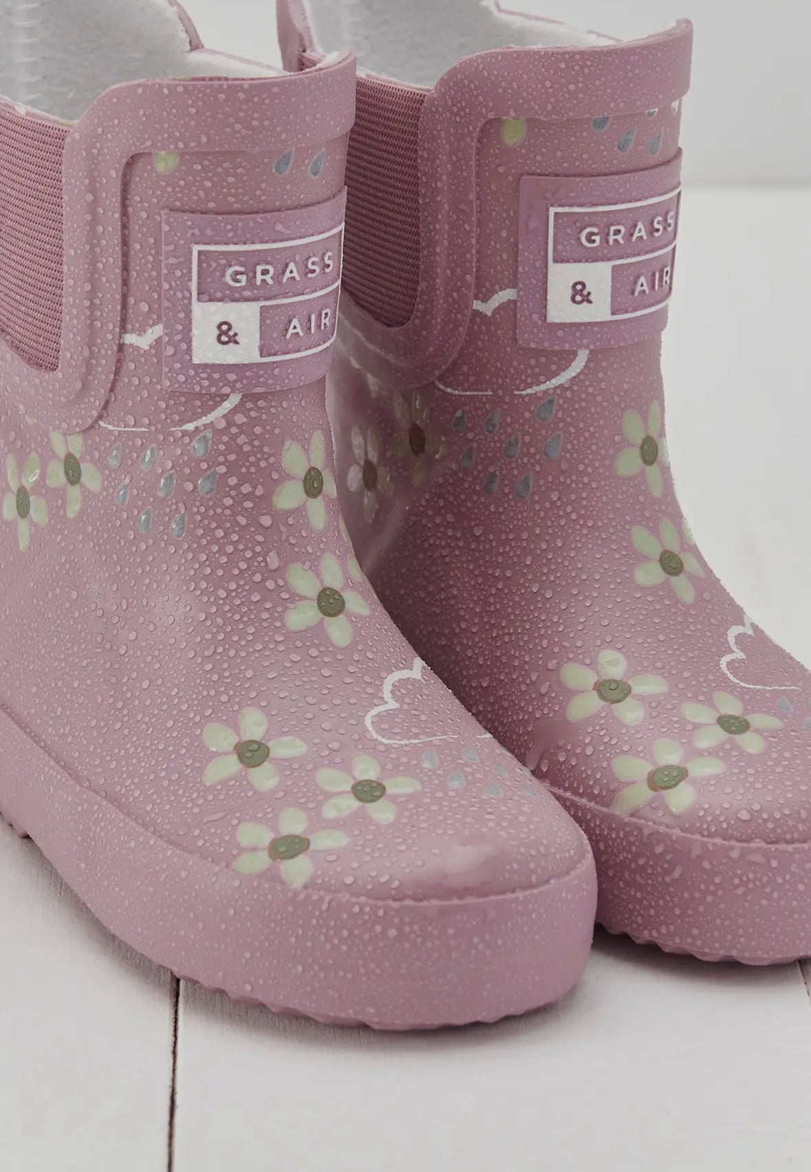 Grass & Air Pink Floral Short Wellies
