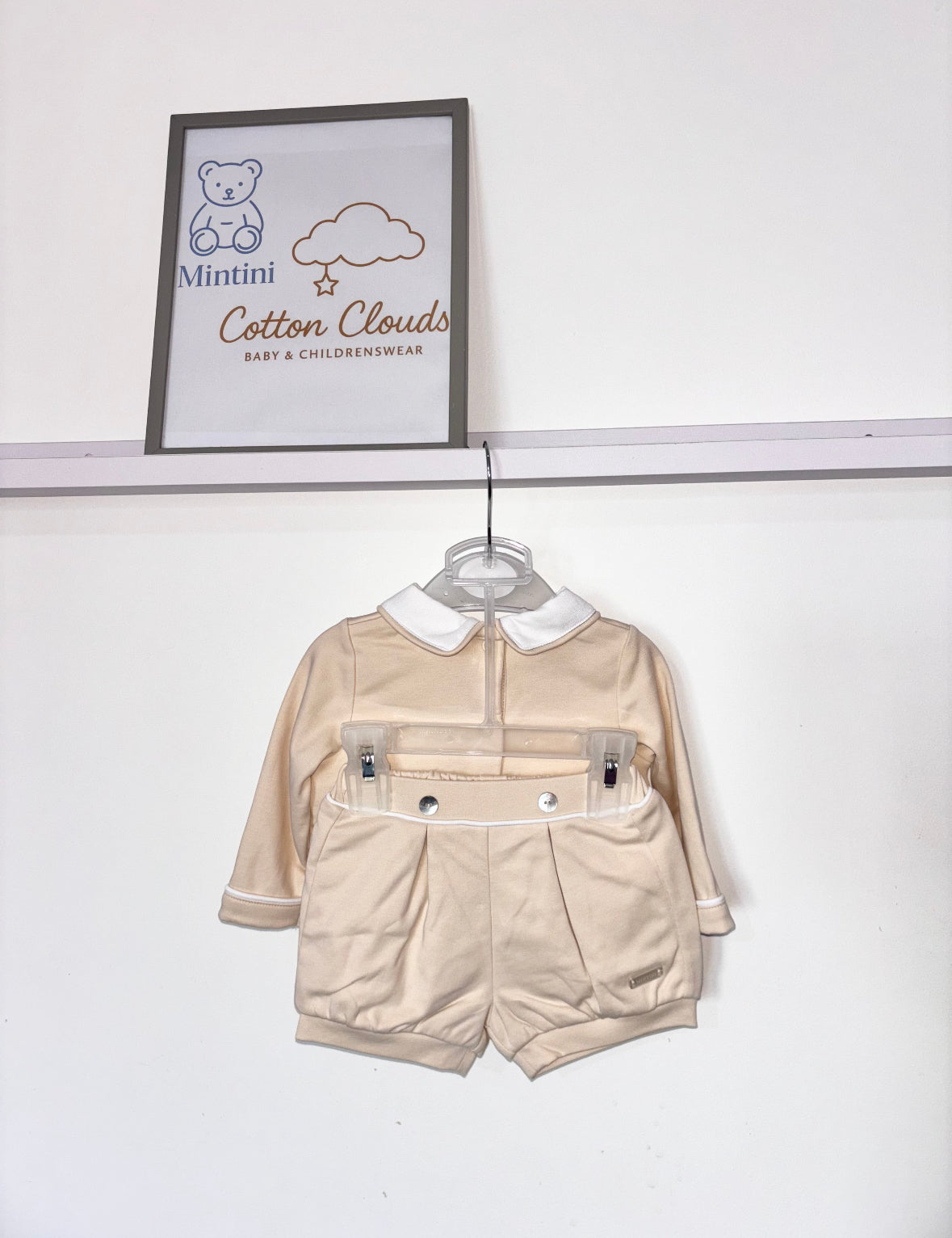 Mintini Beige Smock Shorts Set