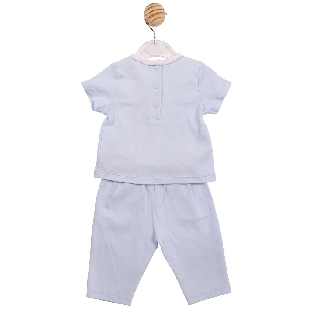 Mintini Blue Embroidered Trouser Set