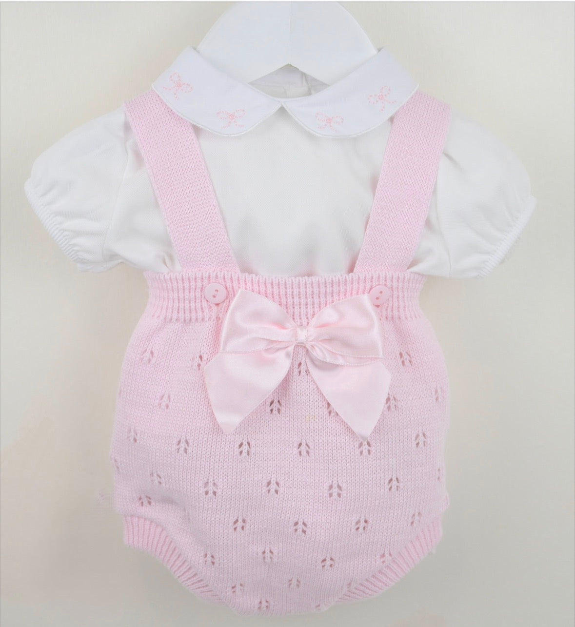 Pex Pink Bow Dungaree Set
