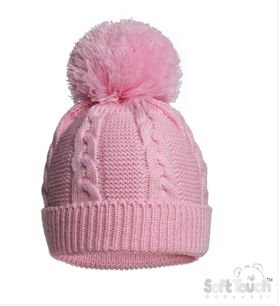 Baby Pink Knit Pom Hat