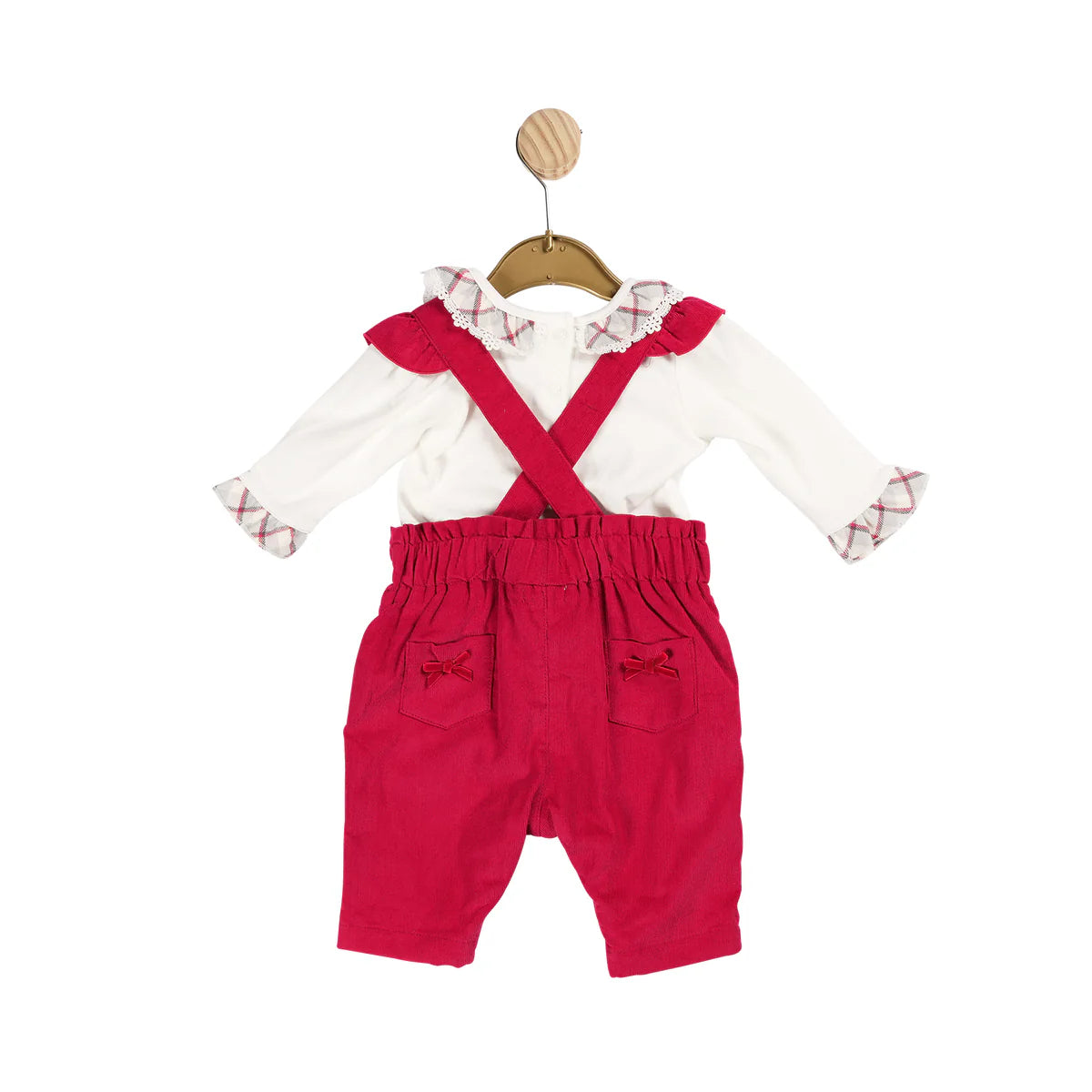 Mintini Red Frill Dungaree Set