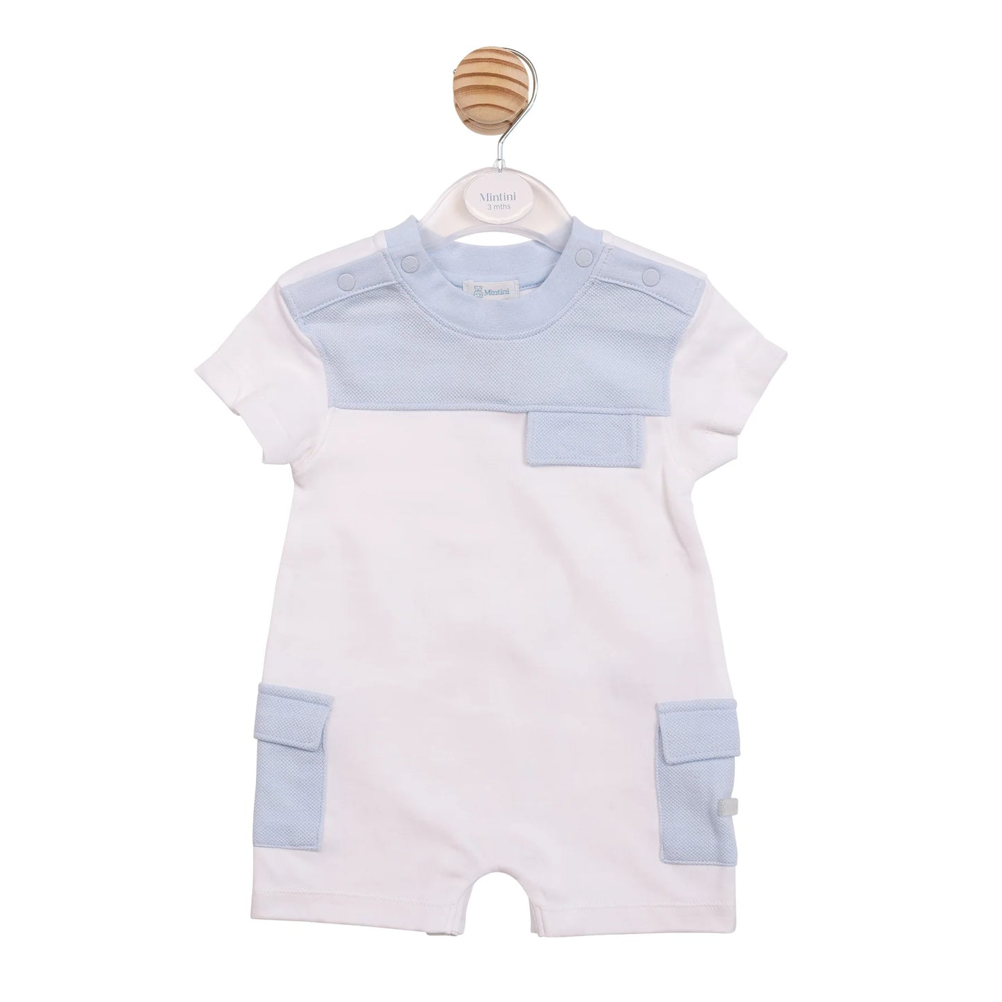 Mintini Blue White Interlock Romper