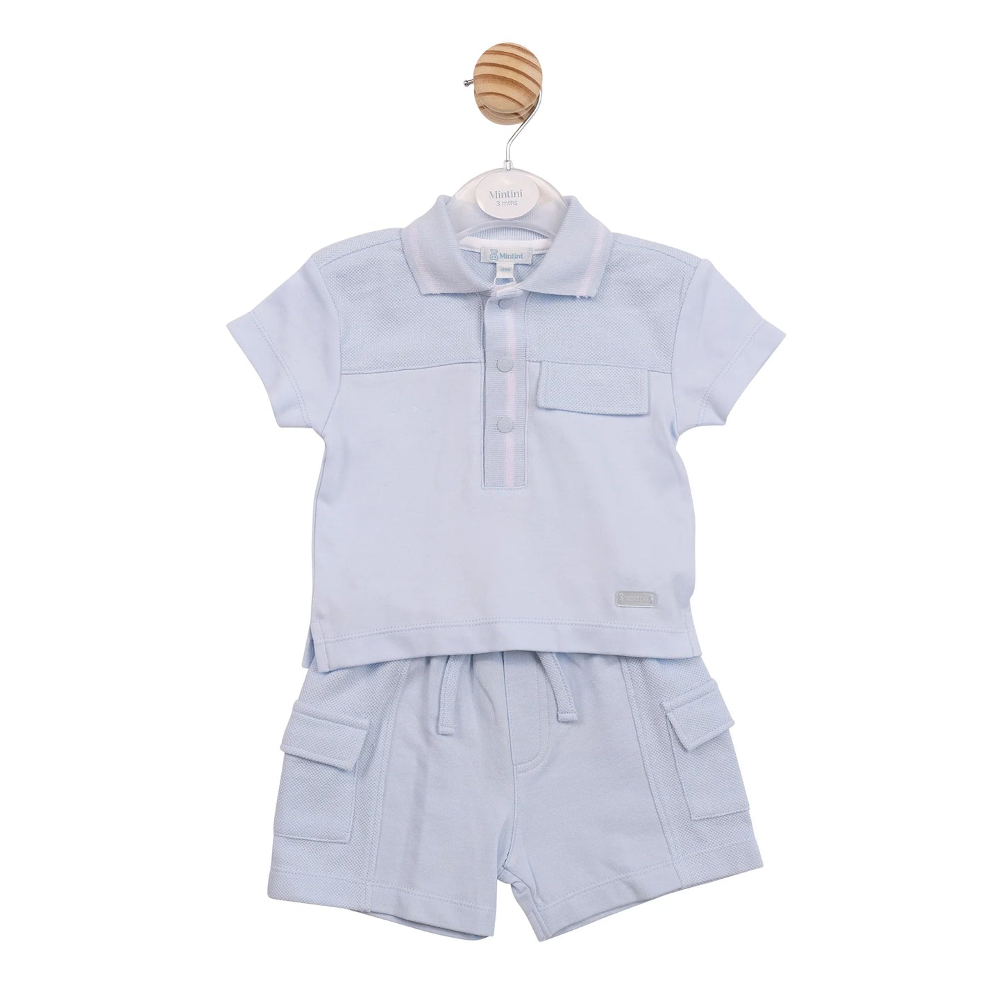 Mintini Blue Polo Shorts Set