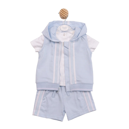 Mintini Blue Stripe Gilet & Shorts Set