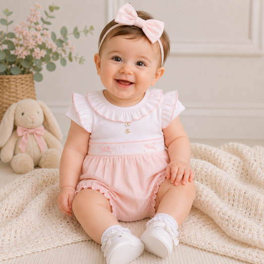 Mintini Pink Jacquard Romper