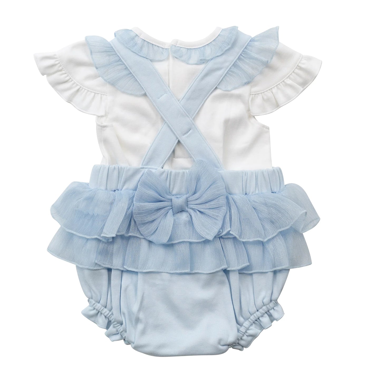 Mintini Blue Bow Dungaree Set