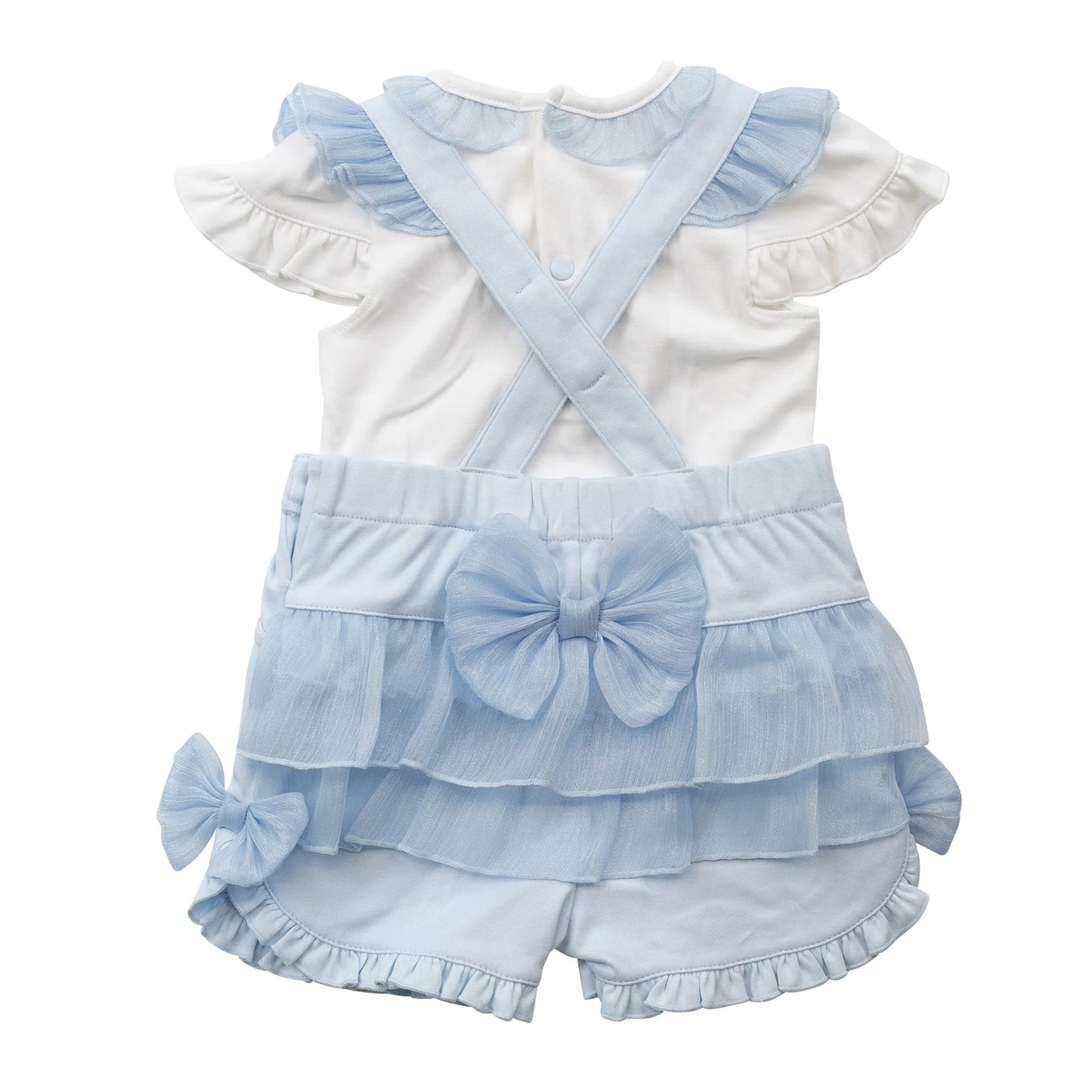 Mintini Blue Bow Dungaree Set