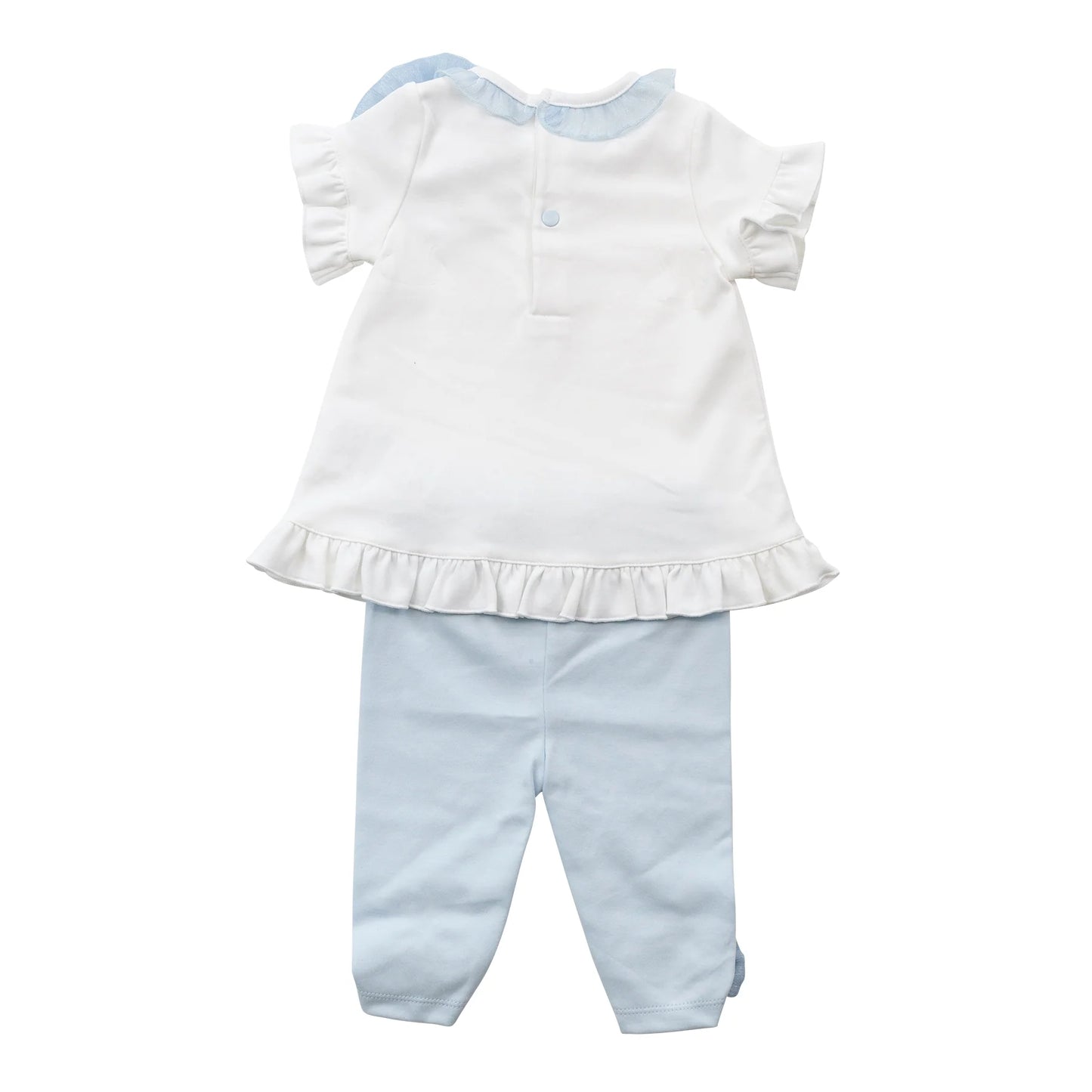 Mintini White & Blue Bow Tunic & Legging Set