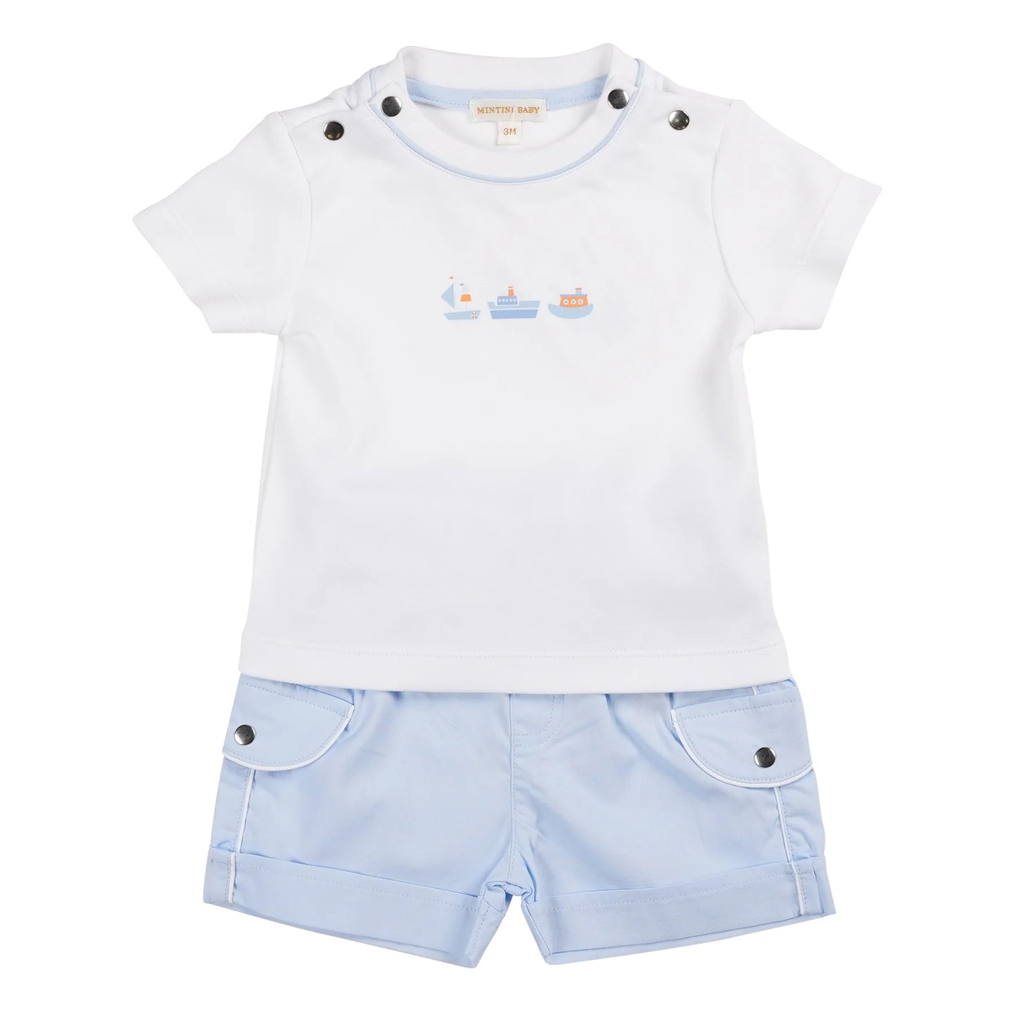 Mintini White Boat Shorts Set