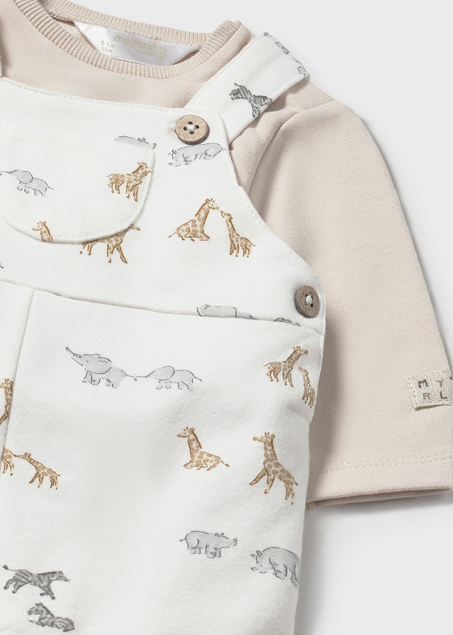 Mayoral Beige Safari Dungaree Set