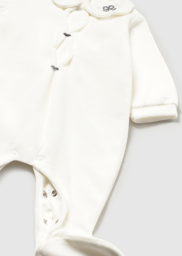Mayoral White Velour Heart All in One