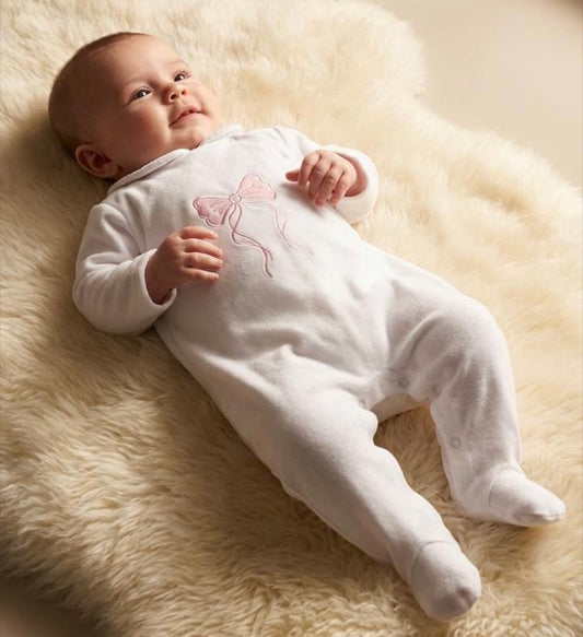 Hallie Pex White Bow Sleepsuit