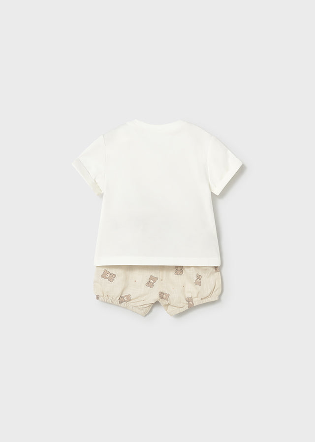 Mayoral Beige Teddy Shorts Set