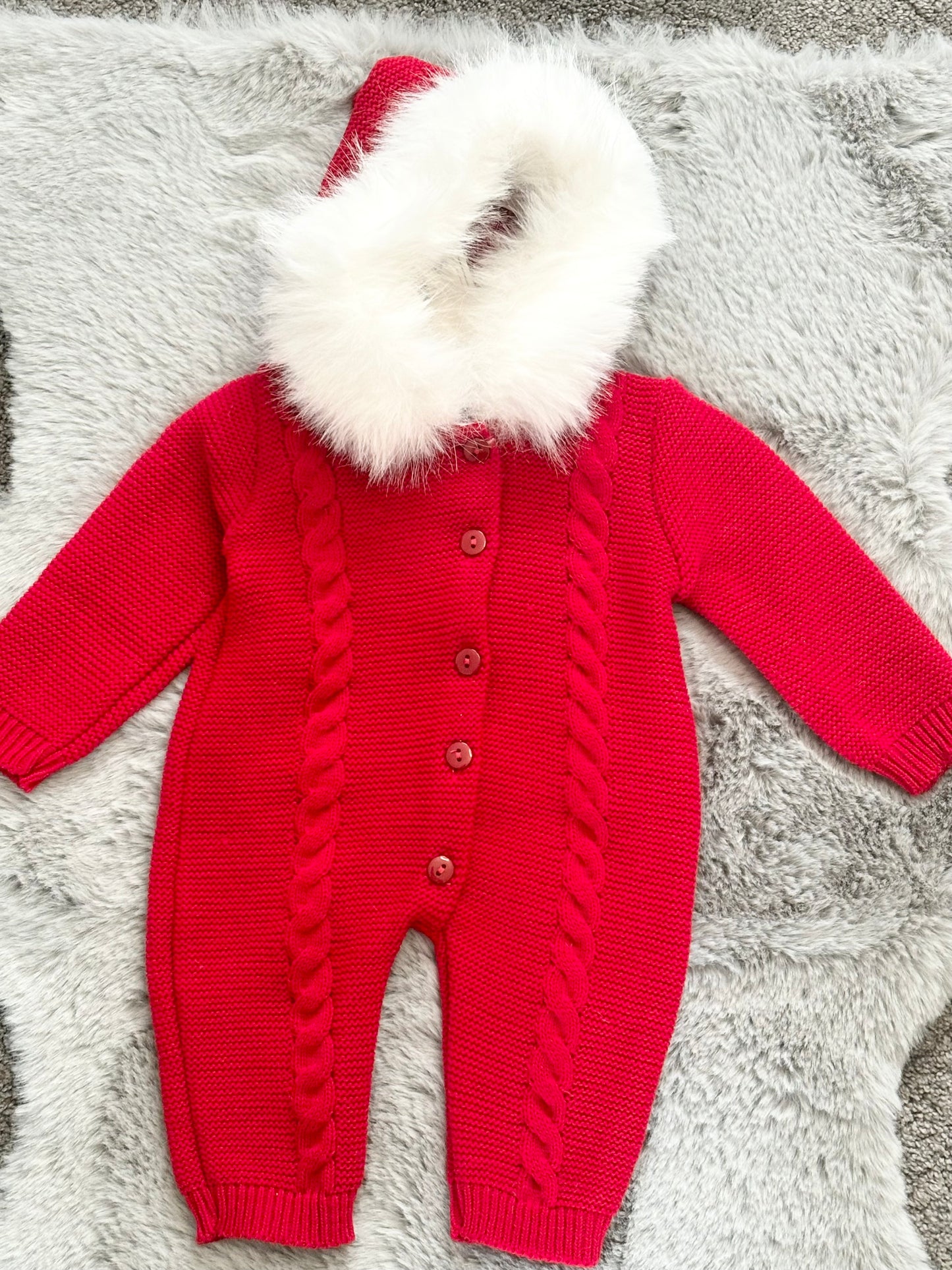 Red Pramsuit with fur hood