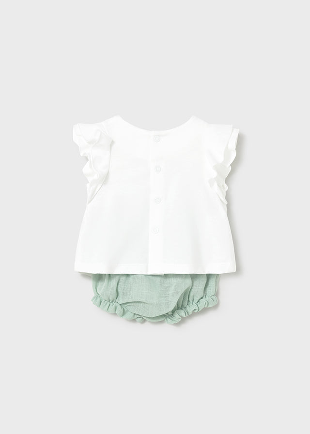 Mayoral Sage Flower Bloomer Set