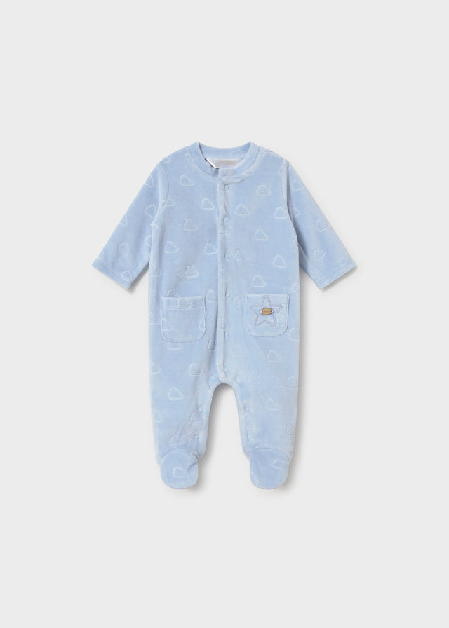 Mayoral Blue Cloud Velour Onesie