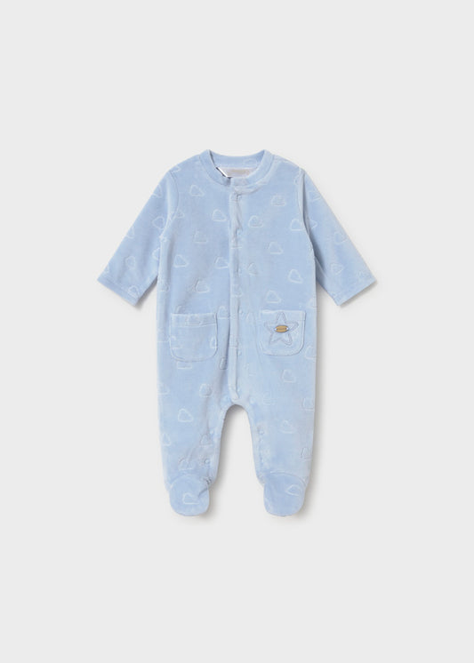 Mayoral Blue Cloud Velour Onesie