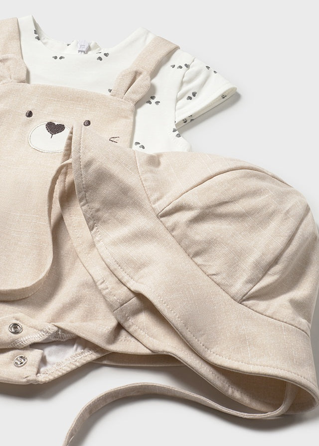 Mayoral Bear Dungaree Skirt & Hat