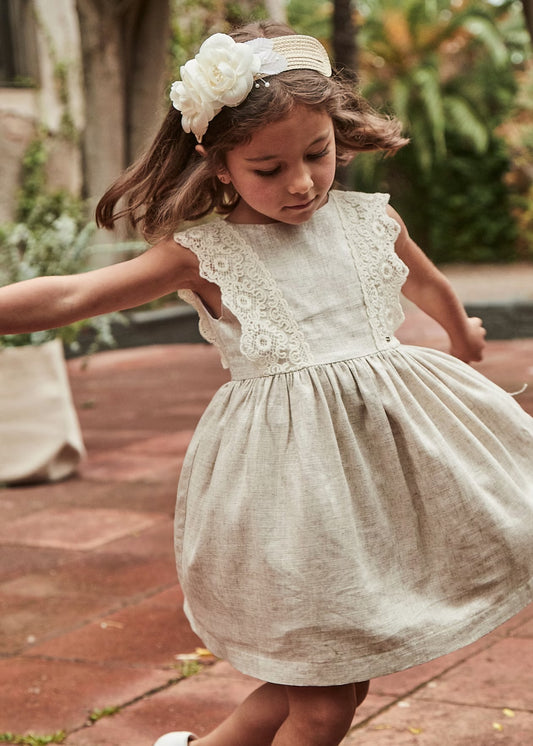 Mayoral Embroidered Linen Dress