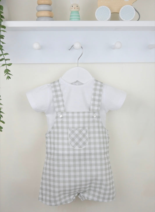 Pex Sage Green Flynn Check Dungaree