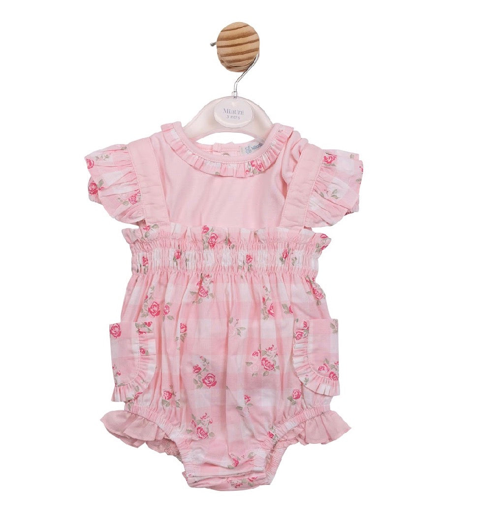 Mintini Pink Floral Sun Romper