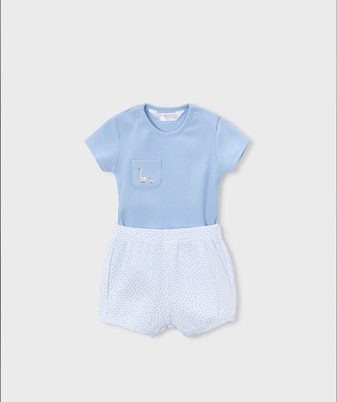 Mayoral Blue Swan Bodysuit Shorts Sets
