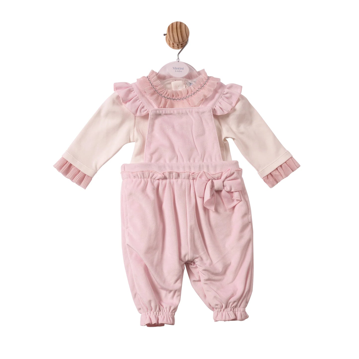 Mintini Pink Ivory Chiffon Pleated Dungaree