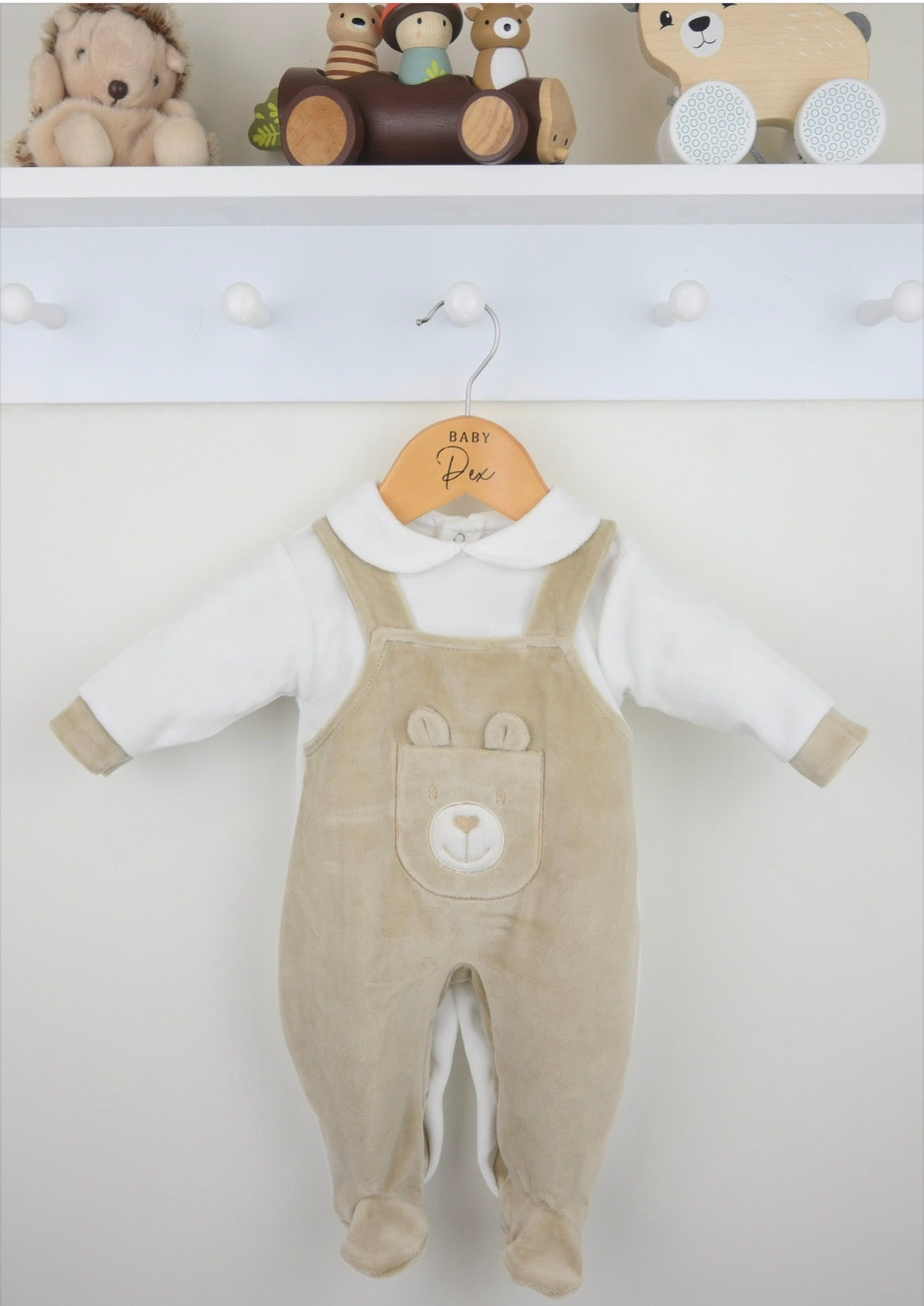 Pex Beige Bear Dungaree All in One
