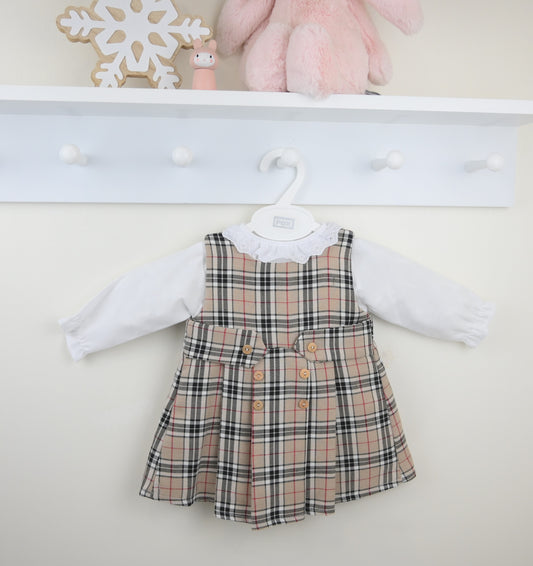 Pex Bonnie Beige Tartan Dress Set