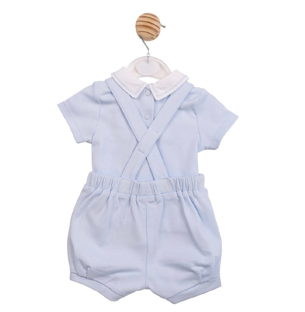 Mintini Blue Embroidered Dungaree Set