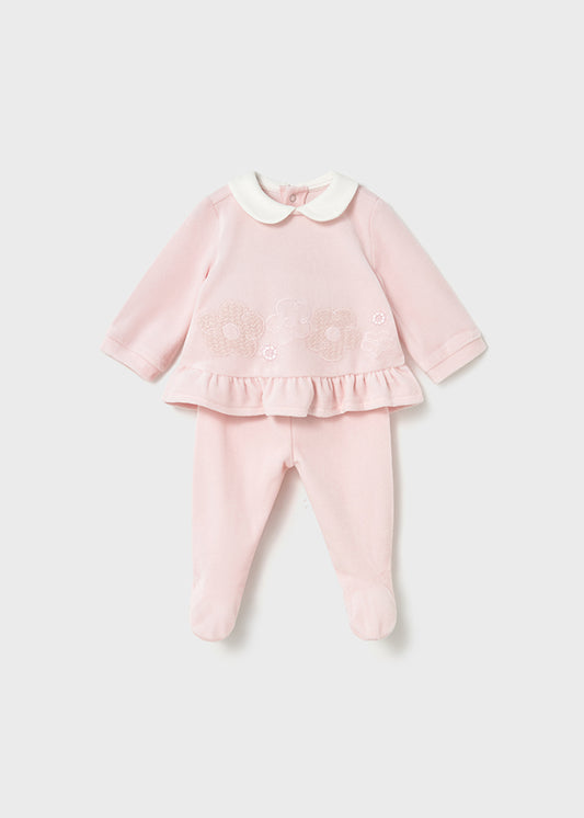 Mayoral Pink Velour Trouser Set