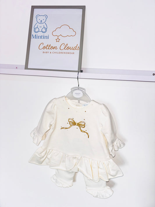 Mintini Ivory Bow Leggings Set