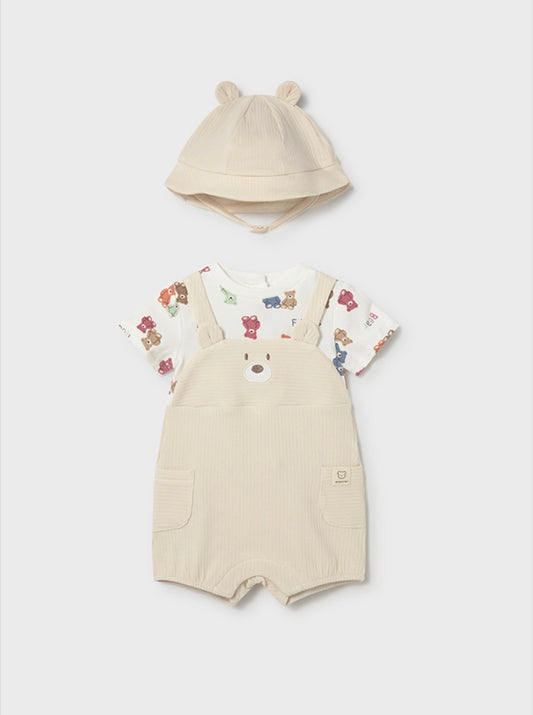 Mayoral Teddy Beige Dungaree & Hat