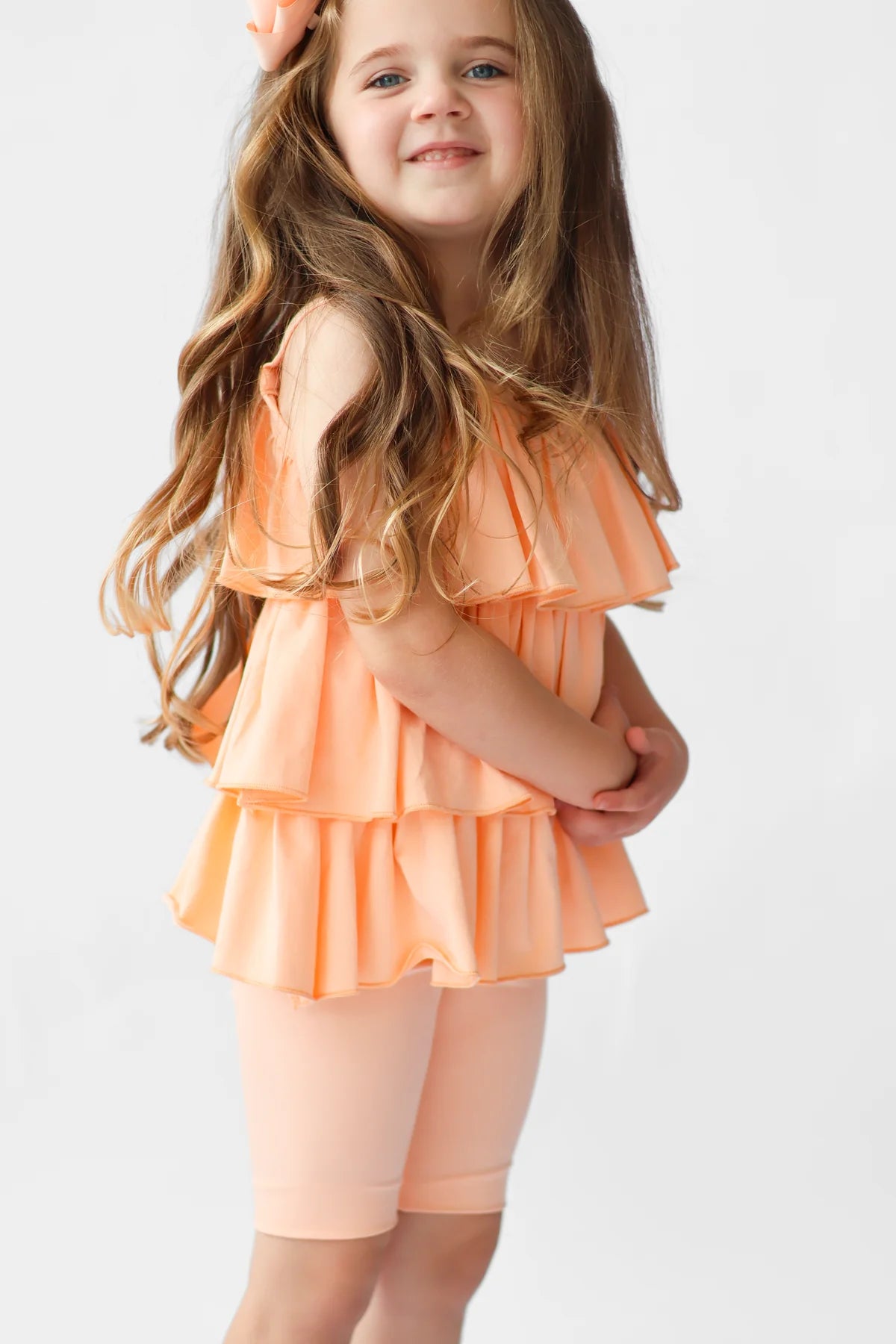 Harris Kids Peach Frill Legging & Short 3 Piece