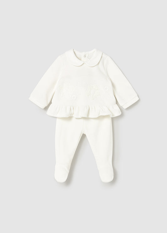 Mayoral White Velour Trouser Set