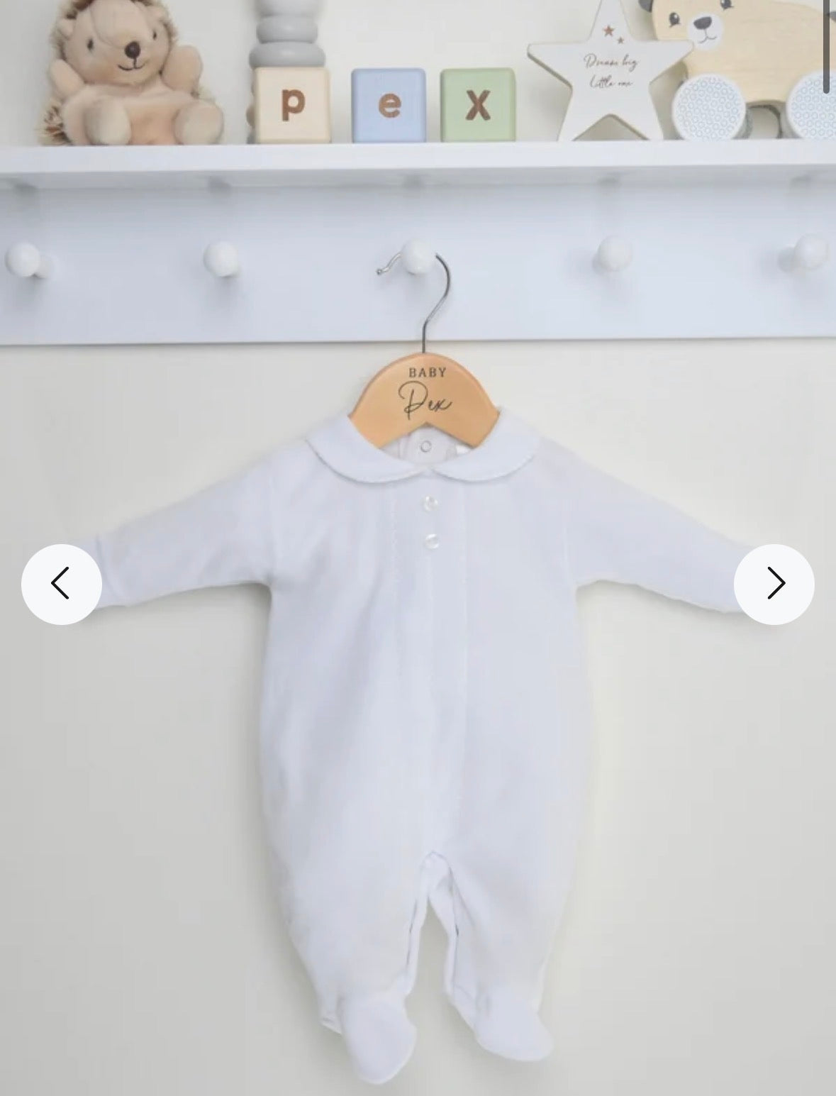 Pex White Velour Sleepsuit