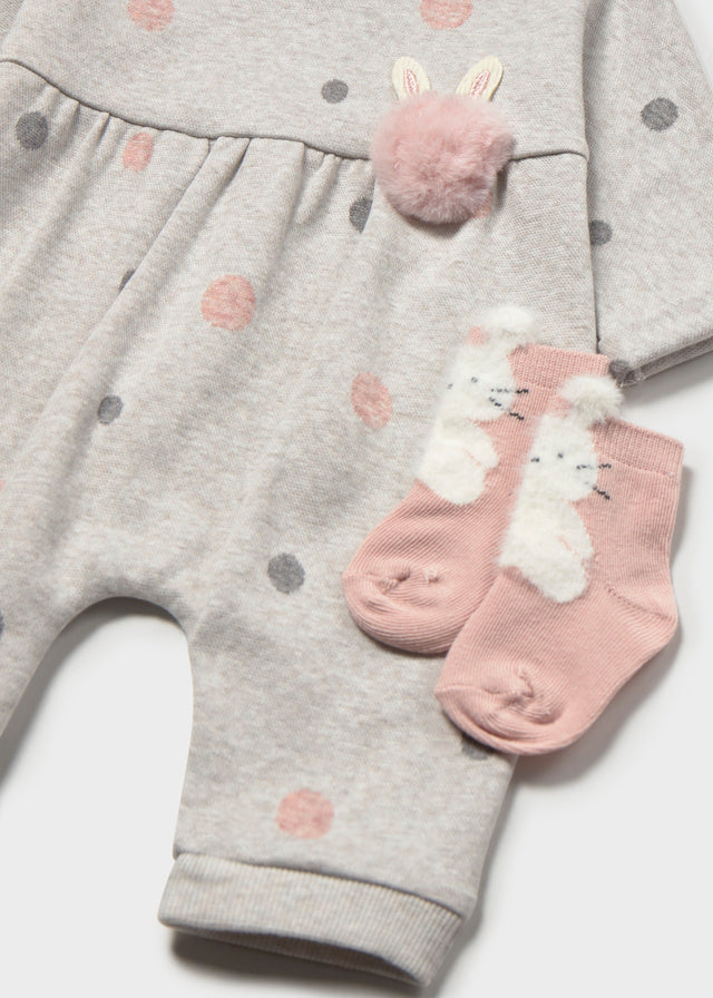 Mayoral Grey Bunny Romper & Socks