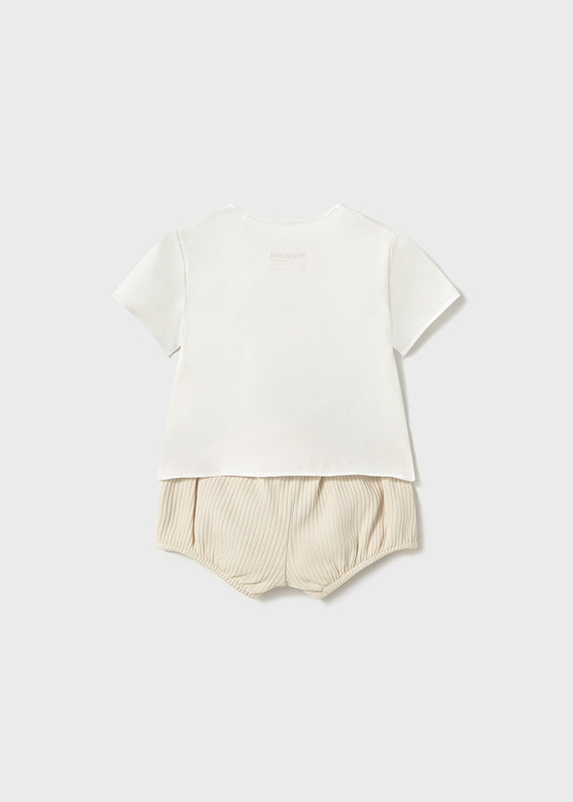 Mayoral Beige Teddy Shorts Set