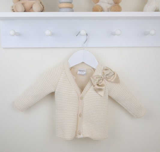 Pex Beige Bow Cardigan