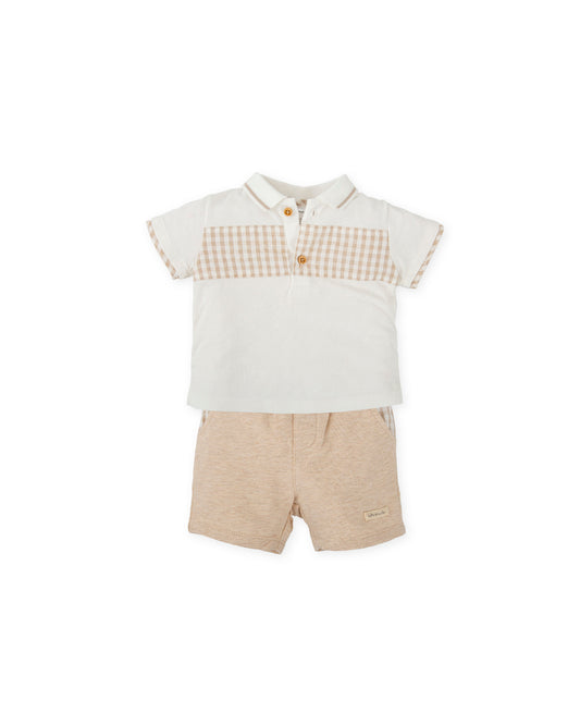 Tutto Piccolo Sand Polo Shorts Set