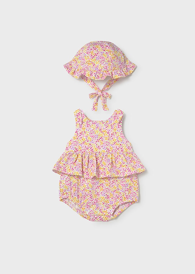 Mayoral Floral Romper & Hat