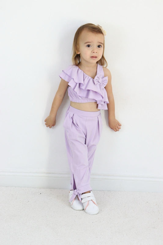 Visara Lilac Frill Trouser Set